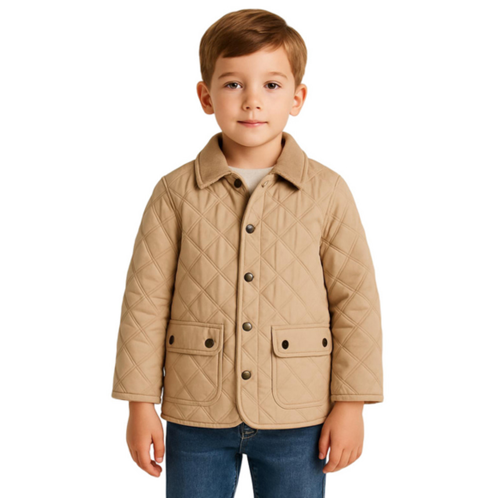 JANIE AND JACK QUILTED BARN chore cost JACKET corduroy collar neutral size 7